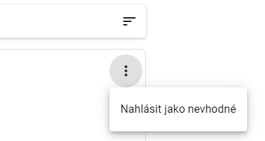 Tlačítko nevhodné tlačítko "nahlásit jako nevhodné"