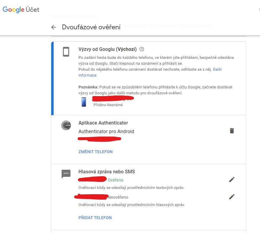 Dvoufázové ověření v účtu Google