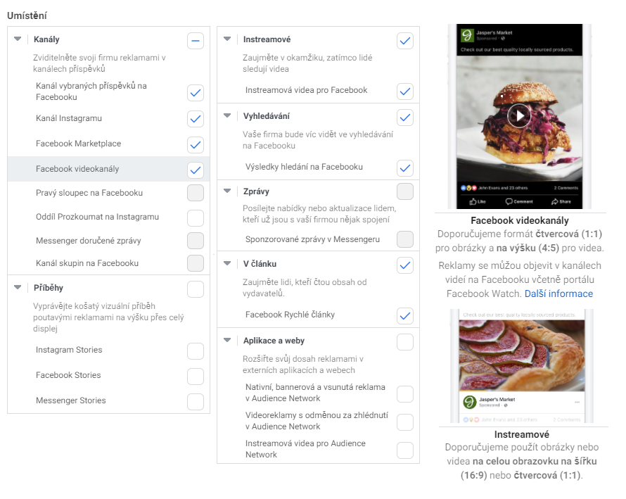 Formáty video reklamy na Facebooku a Instagramu